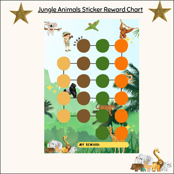 Preview of jungle animals reward chart, sticker chart, potty training chart, behaviour,