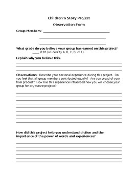 Preview of Children's Story Observation Form