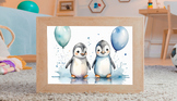 Children's Watercolor Poster Featuring Penguin Animal - Wall art