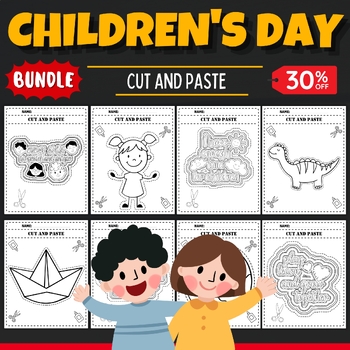 Preview of Children's day Cut And Paste Coloring Pages - Fun childrens day Activities