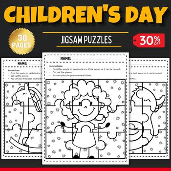 Preview of Children's day Jigsaw Coloring Puzzles - Fun childrens day Games & Activities