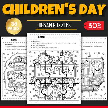 Preview of Children's day Jigsaw Quotes Coloring Puzzles - Childrens day Games & Activities