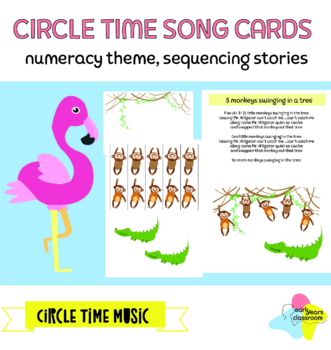 Preview of Children sequencing story and number song cards, stick puppets included
