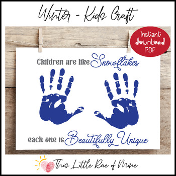 Children - snowflake - Merry Christmas - handprint Art - Keepsake Printable