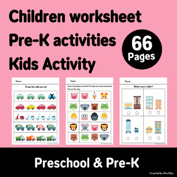 Preview of Children worksheets | Pre-K activities | Kids Activity