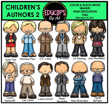 Preview of Children's Authors 2 Clip Art Bundle {Educlips Clipart}