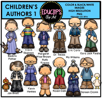 Preview of Children's Authors Clip Art Bundle {Educlips Clipart}