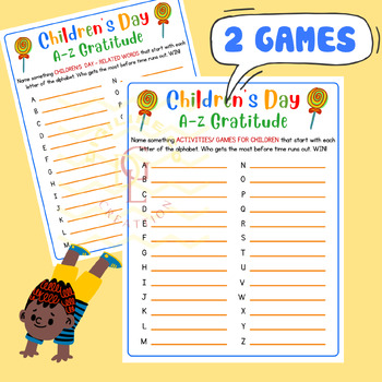 Preview of Childrens Day A-Z Gratitude Word race game Alphabet ABC activity early finishers