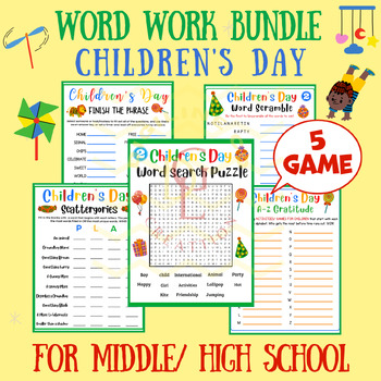 Preview of Childrens Day Word work BUNDLE morning work writing craft classroom small groups