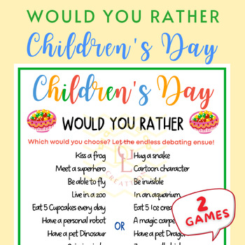 Preview of Childrens Day Would You Rather speech therapy Activities middle high school 5th