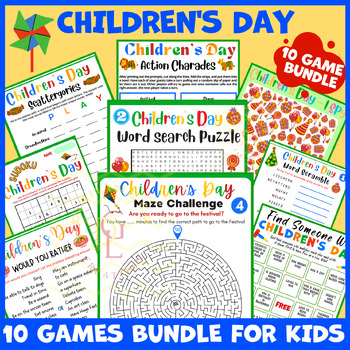 Preview of Childrens Day icebreaker game BUNDLE main idea activity independent work middle