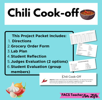 Preview of Chili Cook-off Project - FACS, FCS, Cooking, High School, Knife Skills