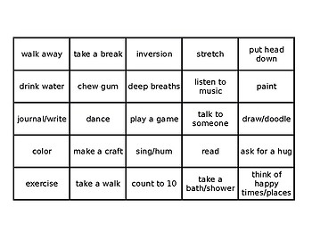 Preview of Chill Out Bingo - Ways to Cool Down When Angry/Upset