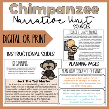 Preview of Chimpanzee Science Fiction Writing Unit | No prep!