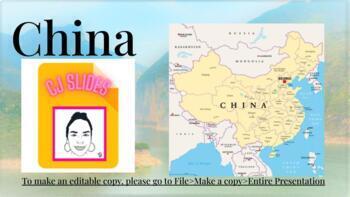 Preview of China Facts (Editable) Geography Google Slides