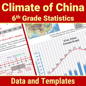 Preview of China Geography 6th Grade Statistics Analyze Climate and Weather Data Activity
