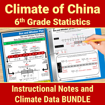 Preview of China Geography 6th Grade Statistics Mean Median Mode Range Box Plot Activity