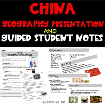 Preview of China Geography Presentation & Guided Student Notes