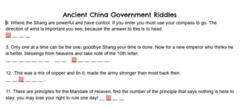 Preview of China Government Riddle Set: Includes Google Slides and Worksheet