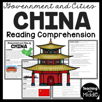 Preview of China Government and Cities Reading Comprehension Worksheet