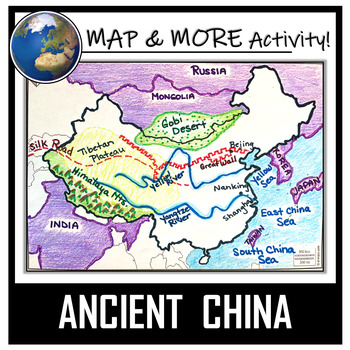 Preview of China Map Activity- Ancient China (Label and Color!)