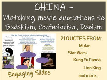 Preview of China - Matching movie quotations to Buddhism, Confucianism, Daoism