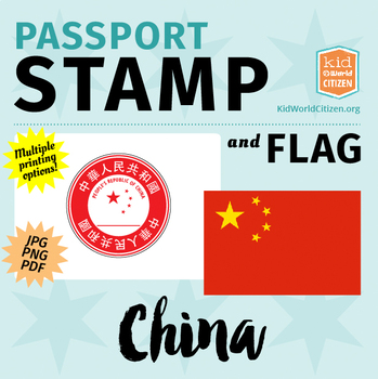 Preview of China Passport Stamp & Flag, Poster & Clip Art for Around the World Unit