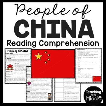 Preview of China People and Cultures Reading Comprehension Worksheet Country Studies