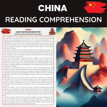 Preview of China Reading Comprehension | Chinese History Geography and Culture