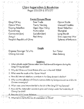 Preview of China Revolutions Unit plan