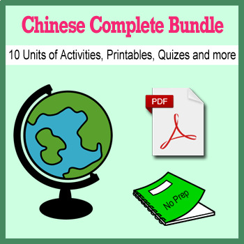 Preview of Chinese Bundle for Smart Teachers: 10 beginner units & ☆147+☆ NO PREP printables