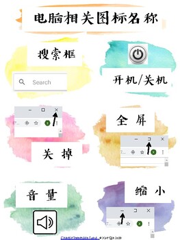 Preview of Chinese Characters Laptop/Computer Signs Words