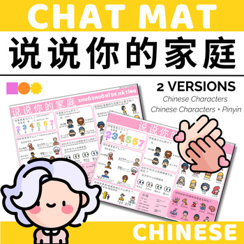 Preview of Chinese Chat Mat - Describe your Family - Chinese Characters & Pinyin Support