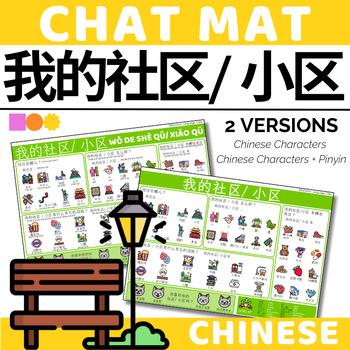 Preview of Chinese Chat Mat - Describe your Neighbourhood - Chinese Characters & Pinyin