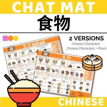 Preview of Chinese Chat Mat - Food - Chinese Characters & Pinyin Speaking & Writing Support