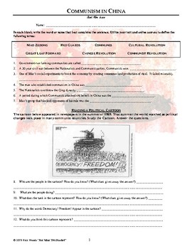 Preview of Chinese Communism Worksheet - Standalone Lesson