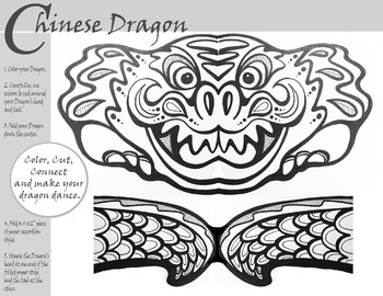 Preview of Chinese Dragon Dance Coloring Worksheet
