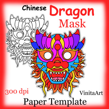 Preview of Chinese Dragon Mask, Paper Mask Template