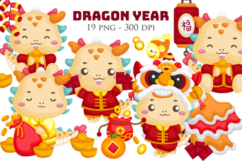Preview of Chinese Dragon New Year Lunar Cartoon Vector Sticker Art Decoration