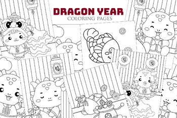 Preview of Chinese Dragon New Year Lunar Celebration Coloring Activity Kids Adult