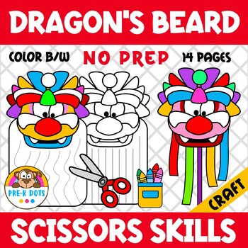 Preview of Chinese Dragon's Beard Trace and Cut Activity for Preschool and Kinder (NO PREP)