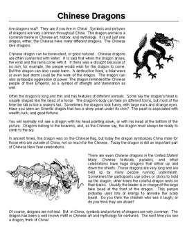 Preview of Chinese Dragons Reading Comprehension