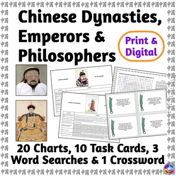 Preview of Chinese Dynasties, Emperors & Philosophers - Charts, Task Cards & Puzzles