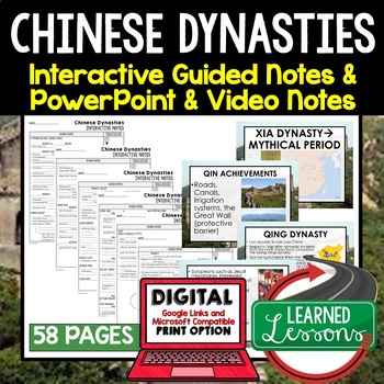 Preview of Chinese Dynasties Guided Notes and PowerPoints, Interactive Notebooks, Google