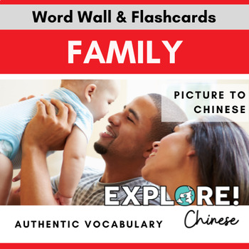 Preview of Chinese | EDITABLE Family Word Wall & Vocabulary Flashcards