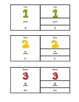 Preview of Chinese/English Bilingual Montessori Three Part Cards - Numbers 1-10