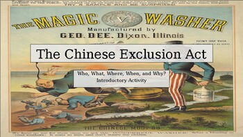 Preview of Chinese Exclusion Act Introductory Activity with Close Reading