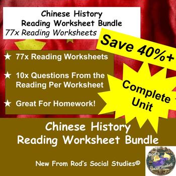 Preview of Chinese History COMPLETE Reading Worksheet Bundle *Editable**