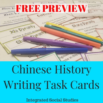 Preview of Chinese History Writing Task Cards: Free Preview