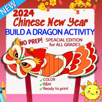 Preview of Chinese Lunar New Year 2024: FLYING DRAGON Craft No-Prep|Art Activities coloring